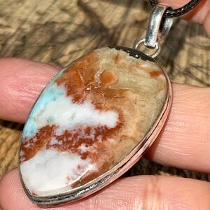 Caribbean Larimar Crystal Pendant 2 1/4”